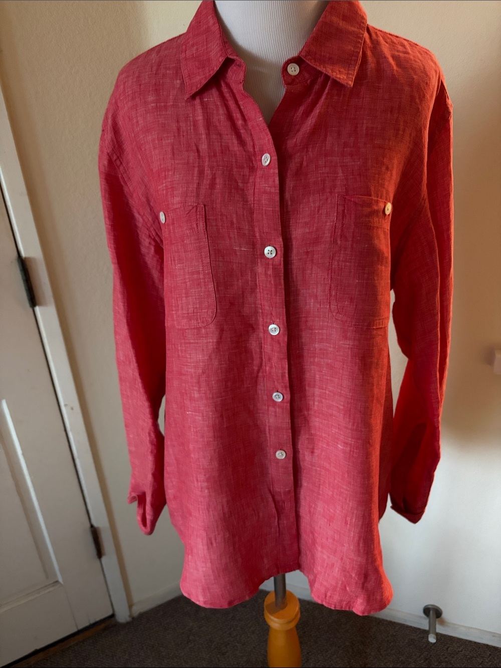 Tommy Bahama Red Linen Button-Up Shirt